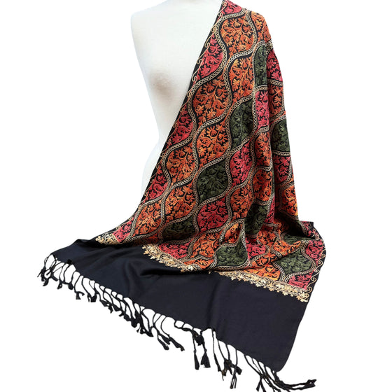 Ladies Colourful Black Shawl