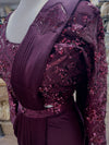 Pre-Pleated Sari Gown with Embellished Blouse Maroon