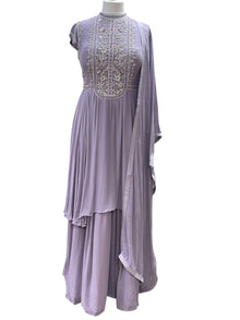  Embroidered Georgette Gown Dusky Lilac