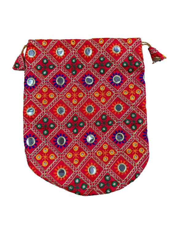 Red Phulkari Pouch