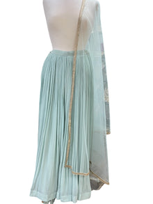  Georgette Pleated Sharara with Net Dupatta Duck Egg