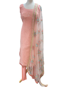  Sequin Embroidered Pajami Suit Peach