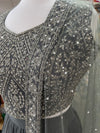 Embroidered Lengha Greenish Grey