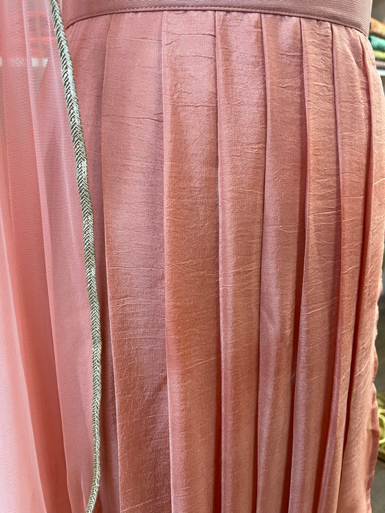 Crepe Dhoti Skirt with Net Dupatta Peach