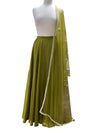 Silk Skirt with Net Dupatta Mendhi