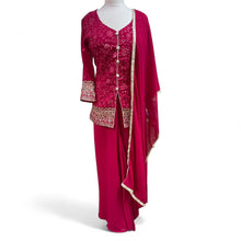 Embroidered Jacket Suit Hot Pink