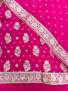  Banarsi Organza Unstitched Suit Pink