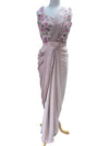 Pre-Pleated Sari Gown with Embellished Blouse Lilac