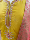 Unstitched Silk Suit Yellow