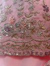 Satin Silk Hand Embroidery Unstitched Suit Pink