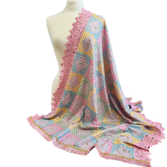 Phulkari Dupatta - Pastel Pink