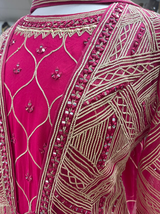 Gotta Embroidered Sharara Suit Pink