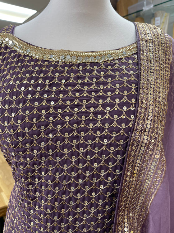 Sequin Gharara Suit Mauve