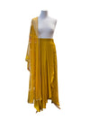 Crepe Dhoti Skirt with Net Dupatta Mustard