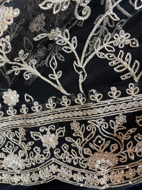 Esha Embroidered Georgette Anarkali Black