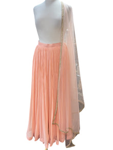  Georgette Pleated Sharara with Net Dupatta Peach