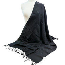  Ladies Black Shawl With Black Threadwork