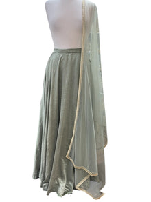  Silk Skirt with Net Dupatta Sage