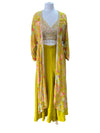 Printed Jacket Sharara Suit Mustard