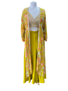  Printed Jacket Sharara Suit Mustard