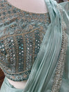 Pre Pleated Organza Tissue Sari Sea Green