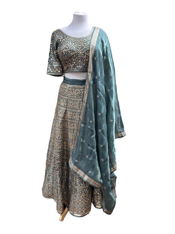 Sequin Embroidered Lengha Blue