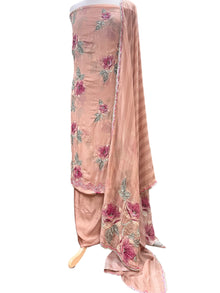  Satin Organza Printed Unstitched Suit with Embroidery