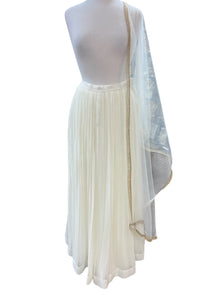  Georgette Pleated Sharara with Net Dupatta Ivory