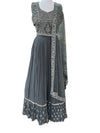 Embroidered Lengha Greenish Grey