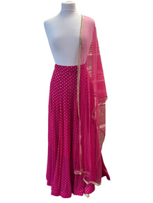  Banarsi Georgette Skirt with Net Dupatta Pink