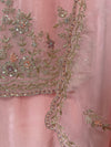 Satin Silk Hand Embroidery Unstitched Suit Pink