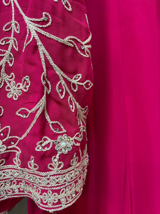 Esha Embroidered Georgette Anarkali Pink