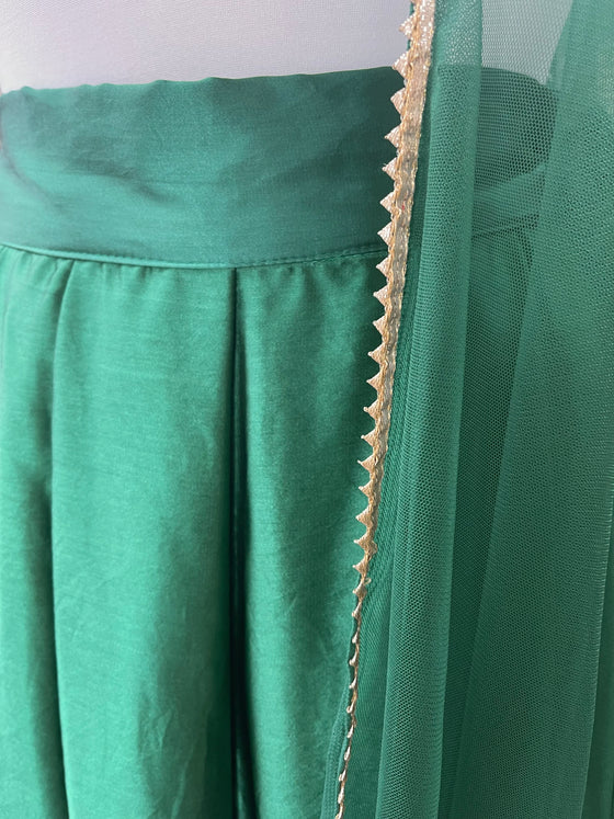 Satin Dhoti Emerald Green