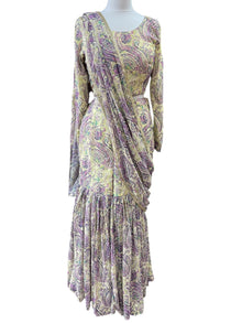  Printed Gararah with Pallu Lilac