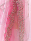 Embroidered Net Sari Pink