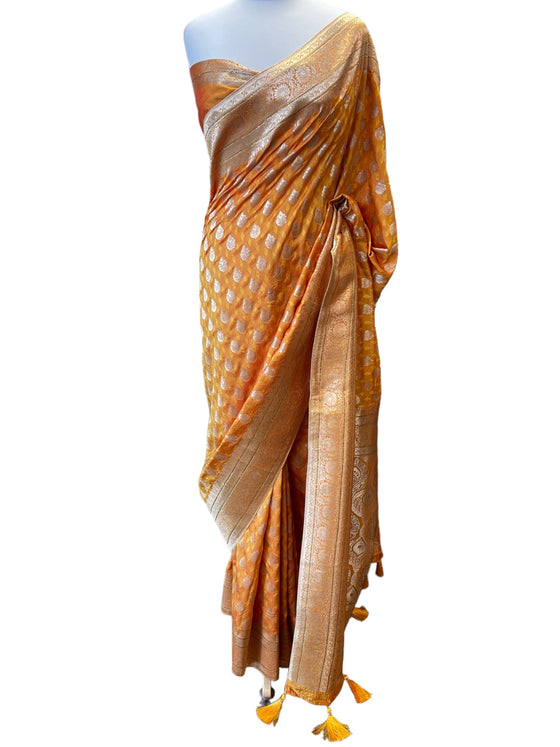 Ankita Banarsi Silk Sari Orange