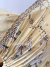 Floral Printed Georgette Sari with Pearl Embroidery Lemon