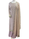 Thread Embroidery Sharara Suit Lilac