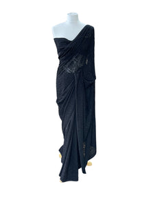  Embroidered Georgette Sari Black