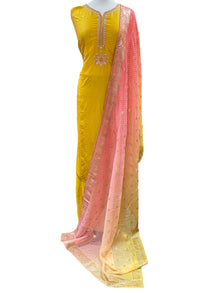  Unstitched Silk Suit Yellow