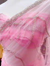 Embroidered Net Sari Pink