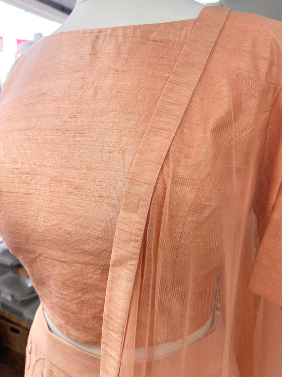 Georgette Embroidered Lengha Peach