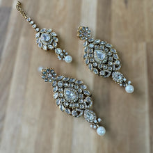  Gold Base White Stone Earring Tikka Set