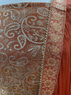 Embroidered Tissue Unstitched Suit Rust