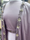 Satin Silk Dhoti Set with Long Jacket Mauve