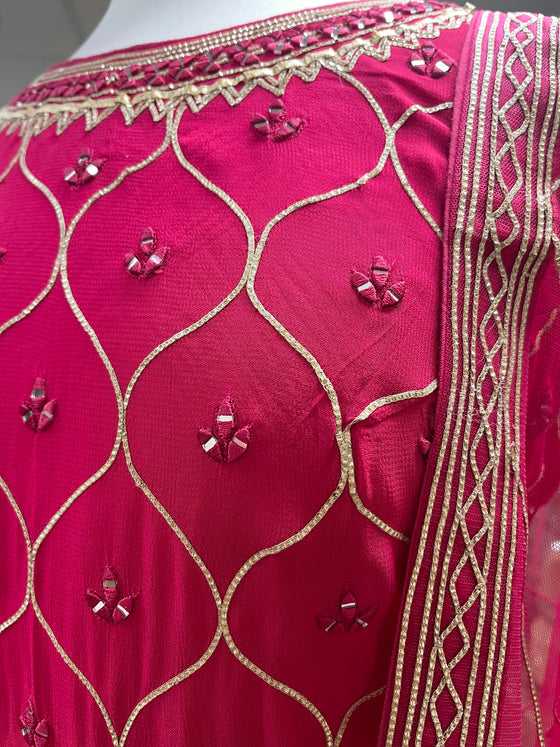 Gotta Embroidered Sharara Suit Pink