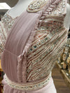 Pre-Pleated Sari Gown with Embellished Blouse Light Pink