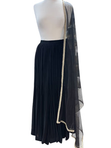  Georgette Pleated Sharara with Net Dupatta Black