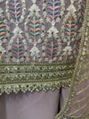 Thread Embroidery Sharara Suit Lilac