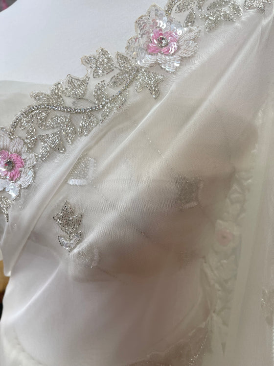 Sophia Organza Sari Ivory